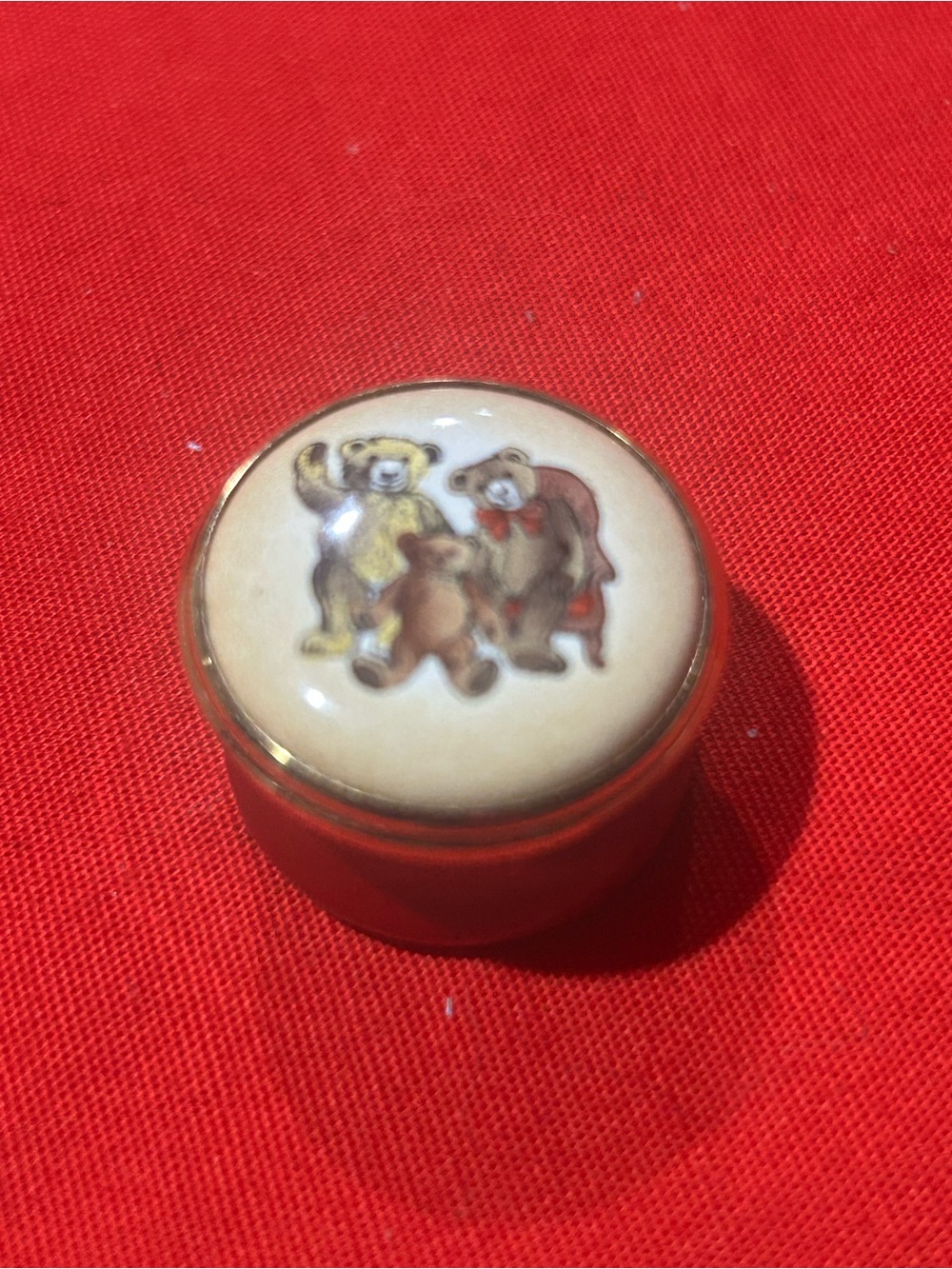 Vintage Ceramic with Teddy Bear trinket box made England